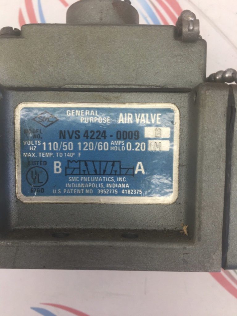 SMC NVS 42240009GENERAL PURPOSE AIR VALVE 110120V 50/60Hz 0.20 AMPS HOLD