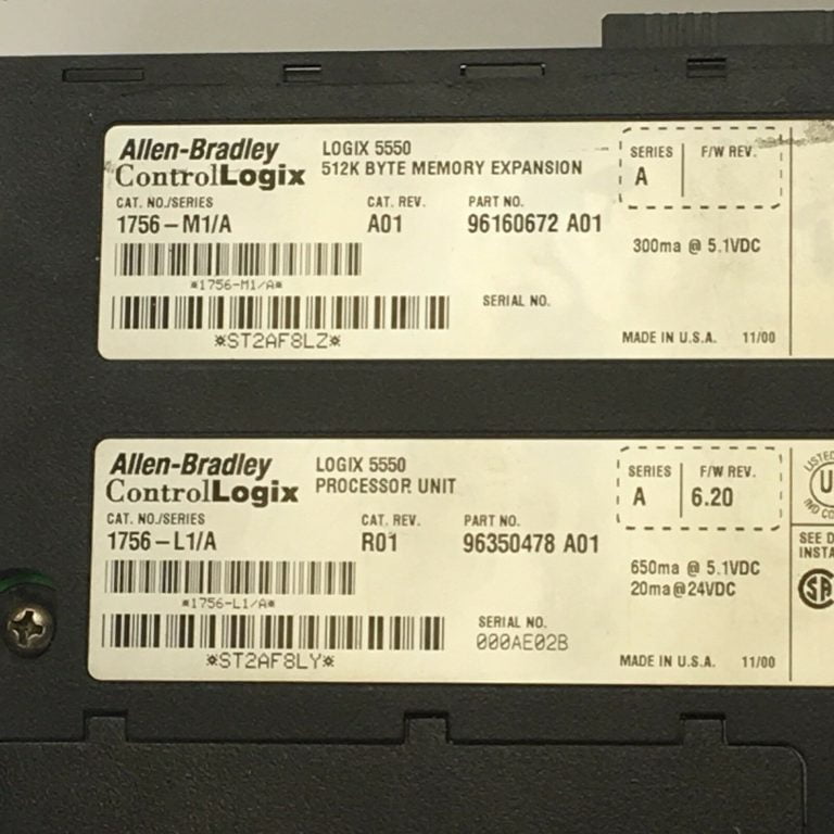 ALLEN-BRADLEY 1756-L1/A PROCESSOR UNIT 1756-M1 MEMORY EXPANSION