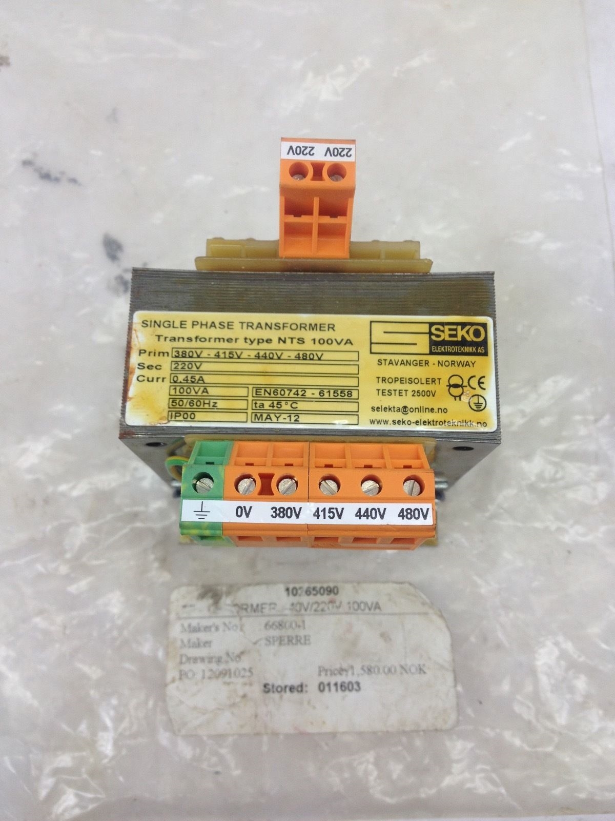 NIB! SPERRE 66800-1 SINGLE PHASE TRANSFORMER FAST SHIPPING!!! (B212) 1