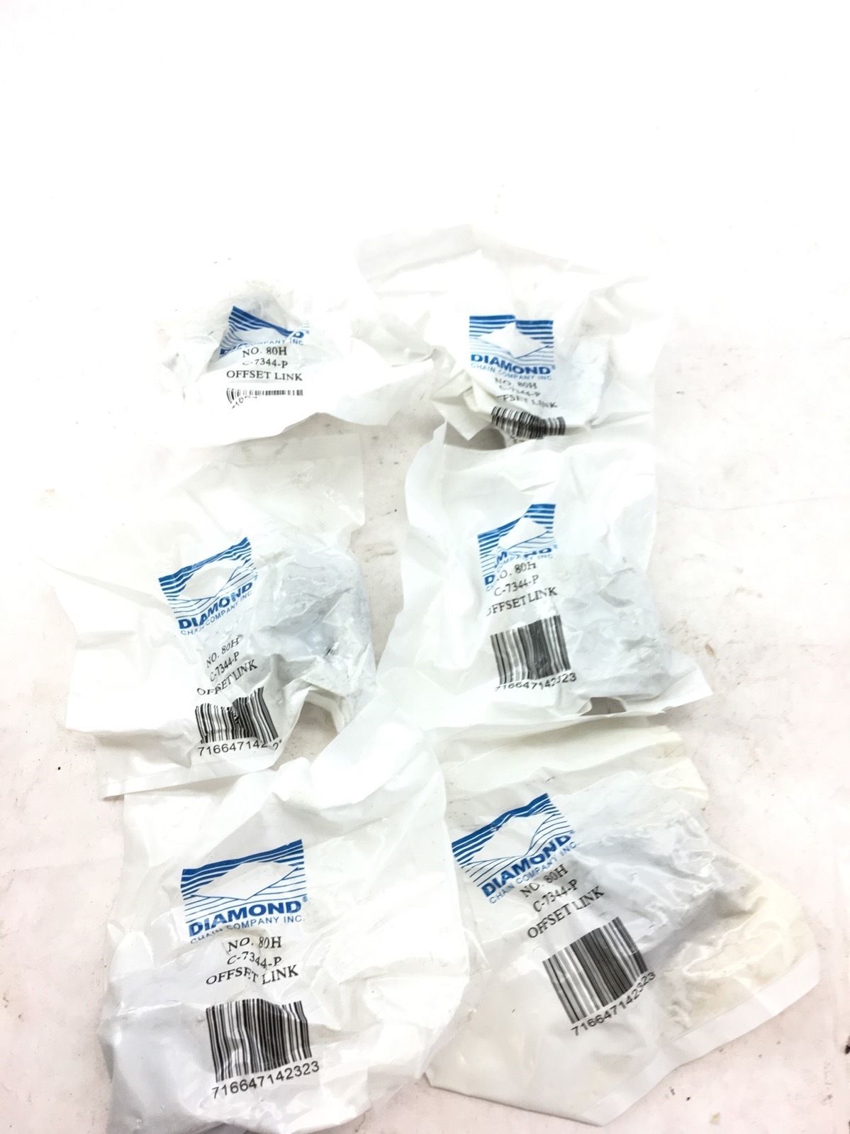 NEW IN BAG LOT OF 6 DIAMOND C-7344-P CHAIN LINK 80H OFFSET LINK, (A189) 1