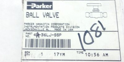 PARKER 4A-B6LJ-SSP BALL VALVE (A833) 1