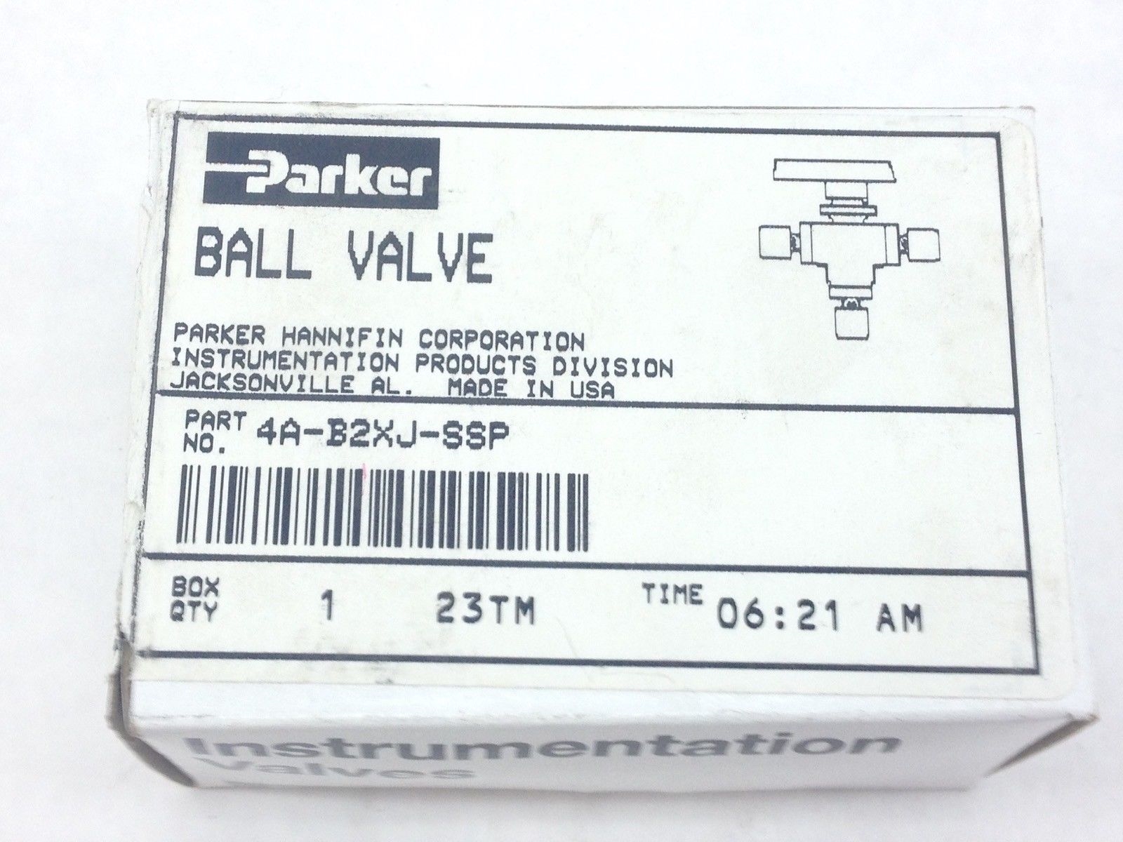 PARKER 4A-B2XJ-SSP BALL VALVE (A834) 1