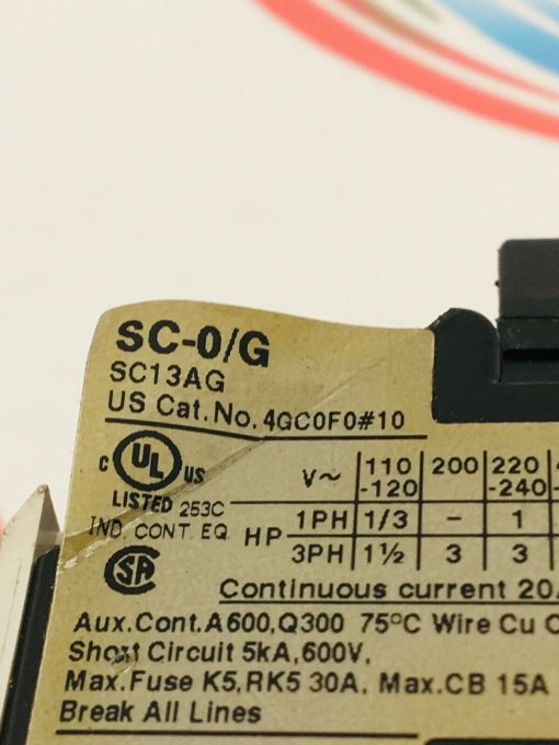 FUJI MAGNETIC CONTACTOR SC-0/G DC 24V (SEE DETAILS) - Image 3
