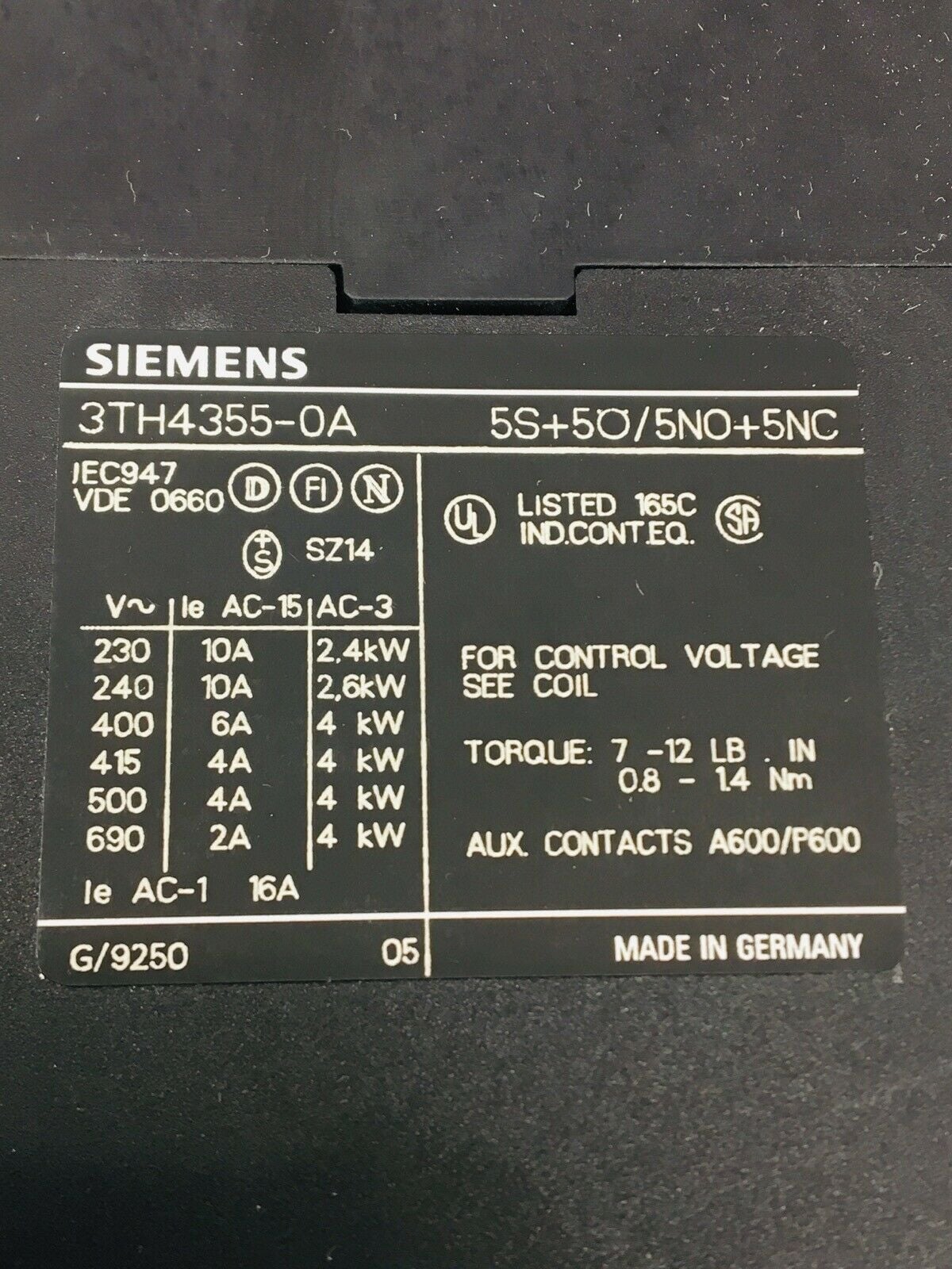 Details about   Siemens 3TH4355-0A Contactor 