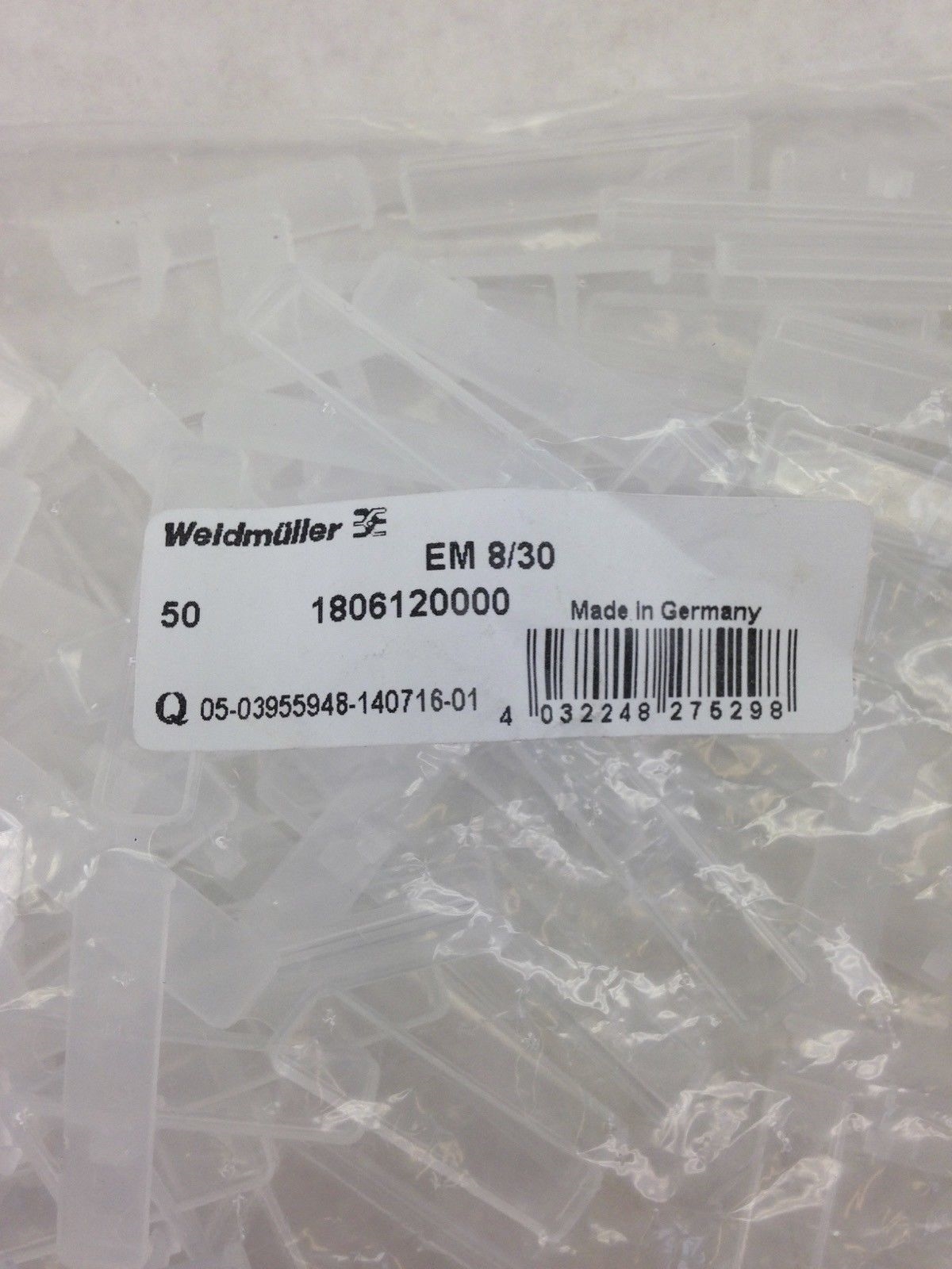 WEIDMULLER 1806120000 EM 8/30 PACK OF 50 END BRACKET MARKER (F284) 2