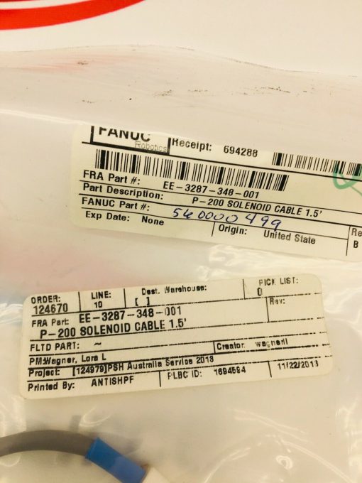 FANUC P-200 SOLENOID CABLE 1.5' EE-3287-348-001 - Image 2