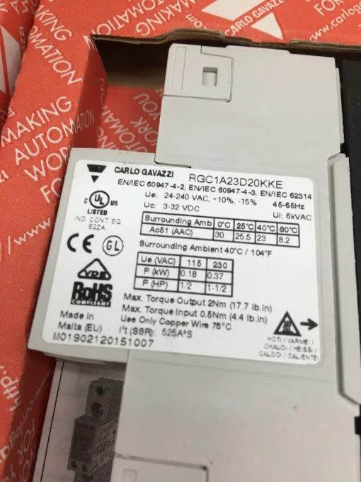 CARLO GAVAZZI RGC1A23D20KKE 230V SOLID STATE RELAY - Image 3