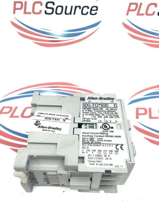 ALLEN BRADLEY 500-TO930 SERIES D CONTACTOR  Nema 00 - Image 3