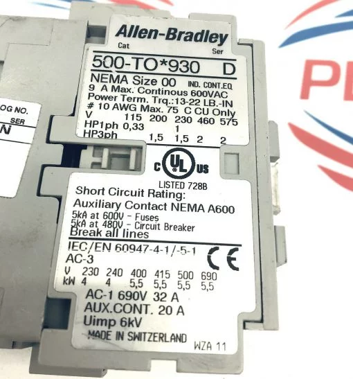 ALLEN BRADLEY 500-TO930 SERIES D CONTACTOR  Nema 00 - Image 4