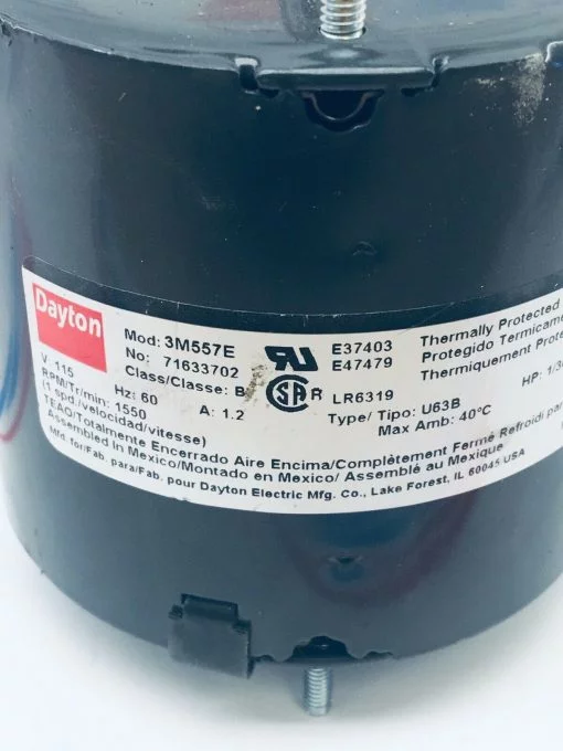 DAYTON 3M557E HVAC MOTOR 71633702 115V U63B - Image 3