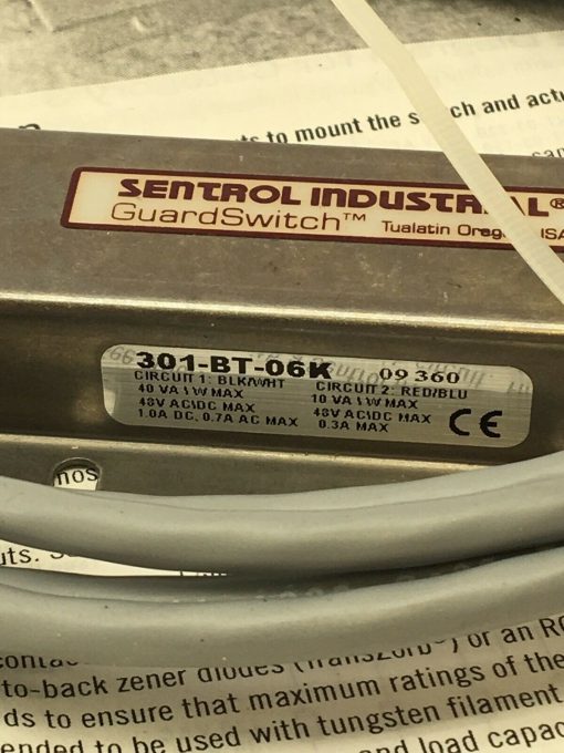 SENTROL INDUSTRIAL SAFETY INTERLOCK SWITCH 301-BT-06K - Image 2