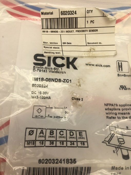 SICK IM18-08NDS-ZC1 PROXIMITY SENSOR 10-30V - Image 2
