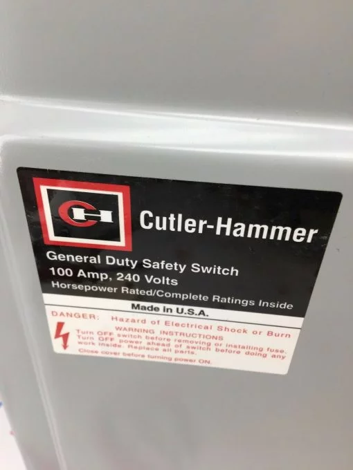 CUTLER-HAMMER DG323UGB GENERAL DUTY SAFETY SWITCH 100A 240V 3 POLE ENCLOSURE - Image 2