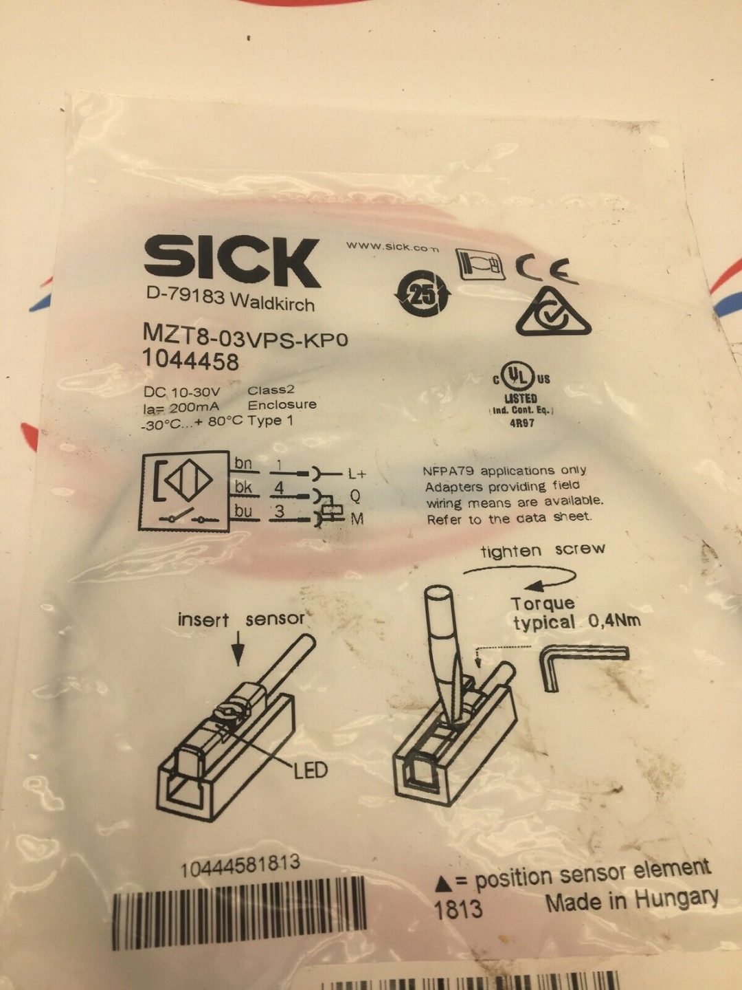 SICK Zylindersensor MZT8-03VPS-KR0, 1044459, NEU, OVP