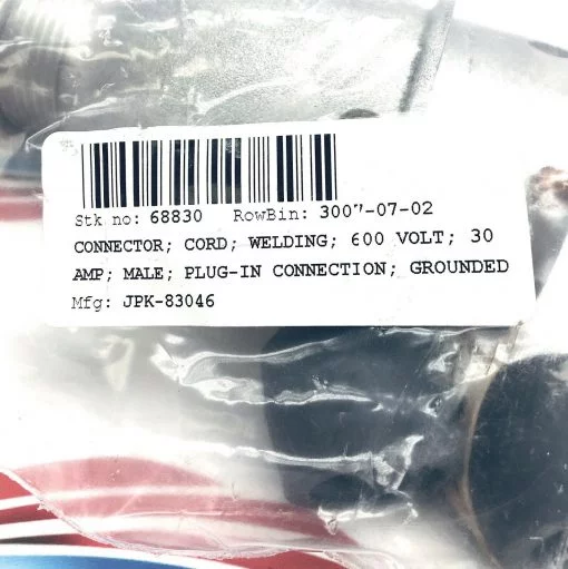 QUELARC JPK-83046-PR WELD CABLE PLUG-IN CONNECT, MALE, STRAIN RELIEF, 600V 30A - Image 4