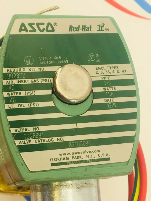 ASCO RED HAT 8210G094 1/2 40PSI 11.6WATTS 40PSI - Image 2