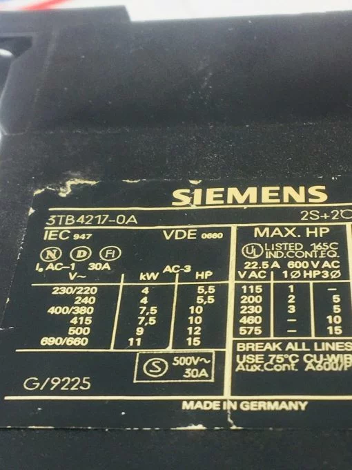 SIEMENS CIRCUIT BREAKER 3TB4217-0A - Image 2