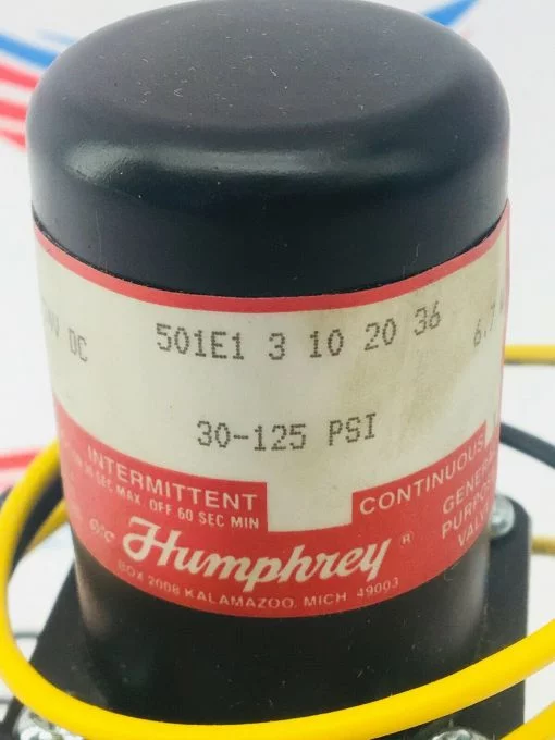 HUMPHREY 501E1 3 10 20 36 24VDC SOLENOID VALVE - Image 2