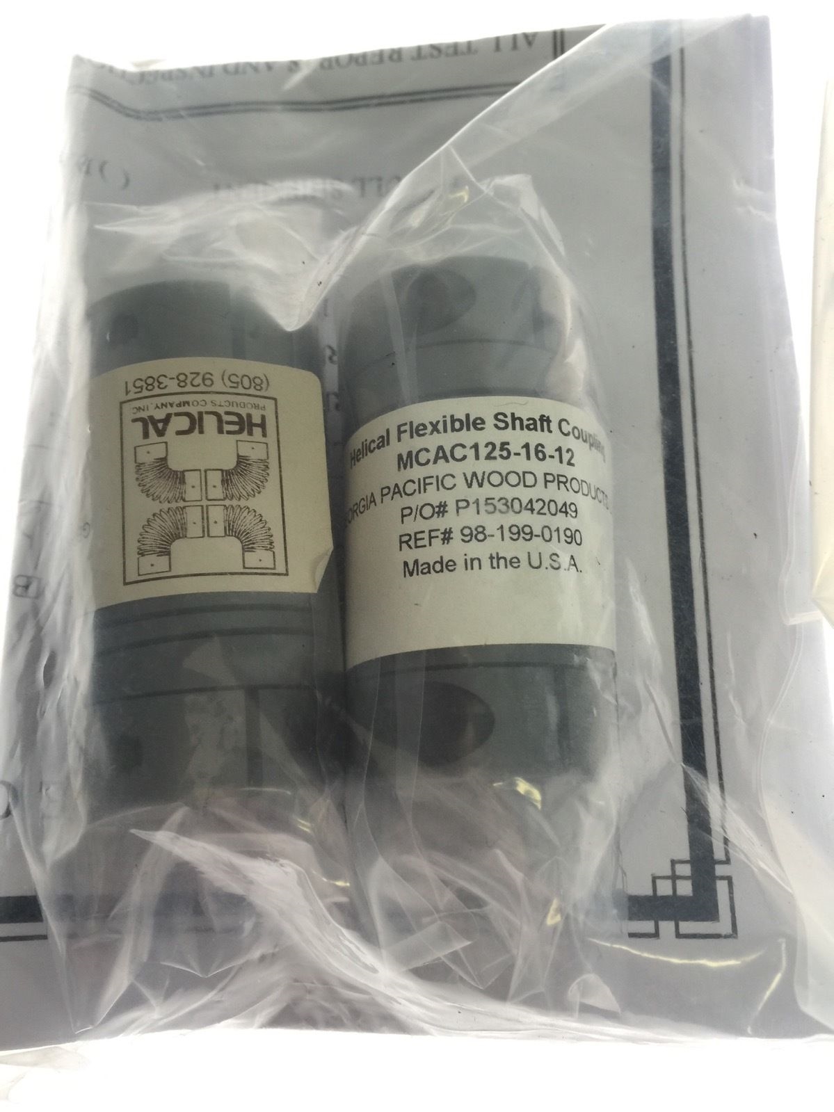 LOT OF 2 Helical Flexible Shaft Coupling MCAC125-16-12 NEW IN FACTORY BAG a528 1