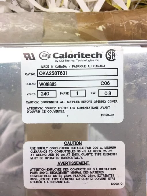 NEW IN BOX CALORITECH OKA258T631 Infrared Radiant Heaters, 240V, 1 PHASE, B351 2
