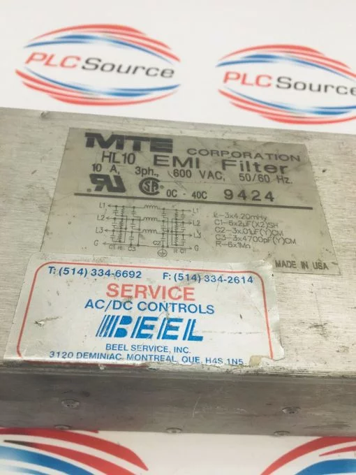MTE HL10 EMI FILTER 10A 600VAC - Image 2
