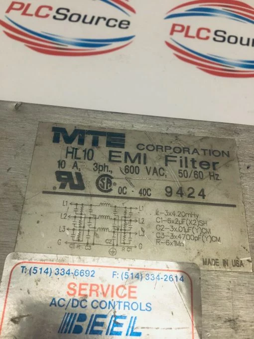 MTE HL10 EMI FILTER 10A 600VAC - Image 3