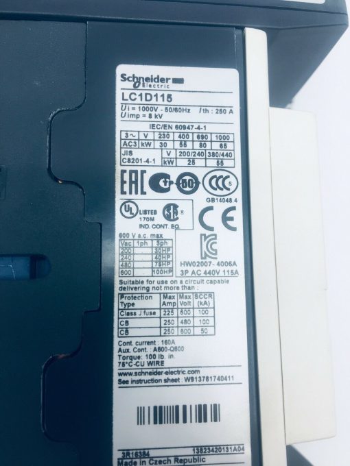 SCHNEIDER ELECTRIC LC1 D115F7 CONTACTOR - Image 5