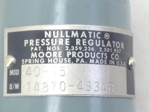 MOORE NULLMATIC 40-15 PRESSURE REGULATOR B/M 14870-4S3AB (H340) 3