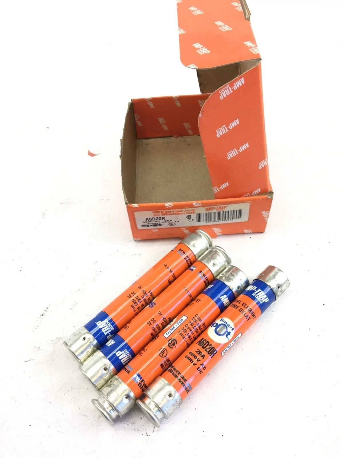 New Box of 4Â Shawmut A6D20R 20 Amp Fuses, AMP-TRAP, SMART SPOT, FAST SHIP! B309 1