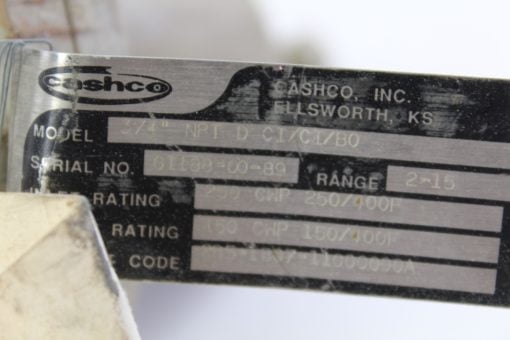 Cashco Regulator Model 3/4â? MPT D CI/CI/BO *used* (B235) 2