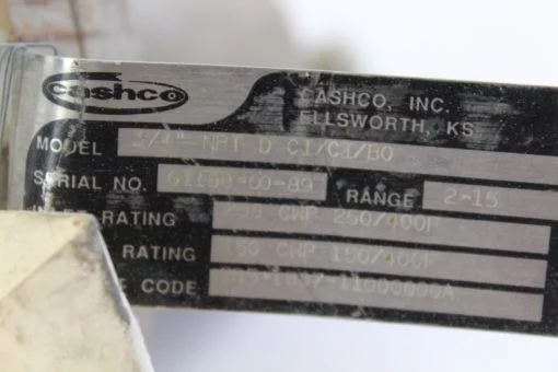 Cashco Regulator Model 3/4â? MPT D CI/CI/BO *used* (B235) 2