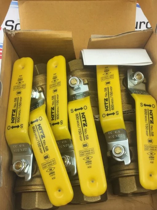 KITZ 58-100 TYPE 600 BRASS BALL 1” MANUAL VALVE ASSEMBLY LOT OF 6 - Image 2
