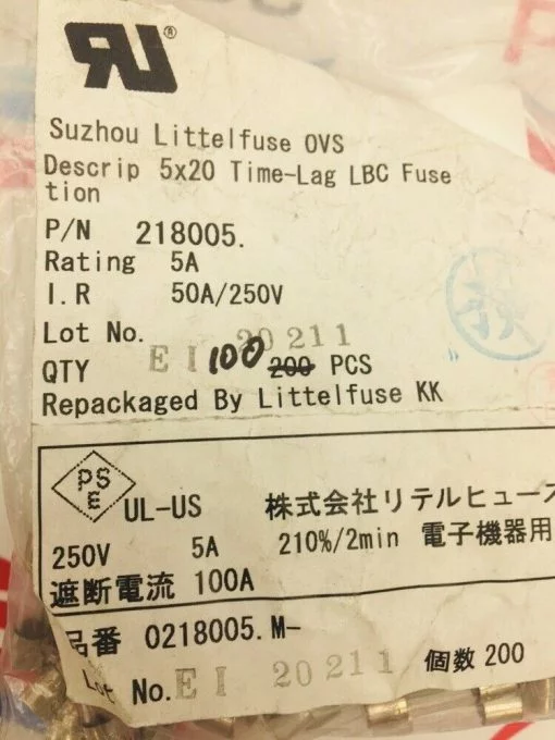 SUZHOU LITTELFUSE 218005  5A 50A/250V - Image 2