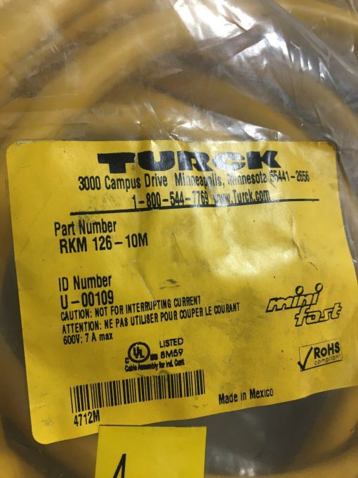 TURCK RKM 126-10M CORDSET ASSEMBLY  U-00109 - Image 2