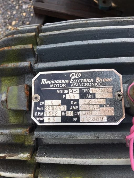 MAQUINARIA ELECTRICA BILBAO 3 PHASE MOTOR, 132S/6 1152 RPM 220/440 VAC (CONNEX) 2