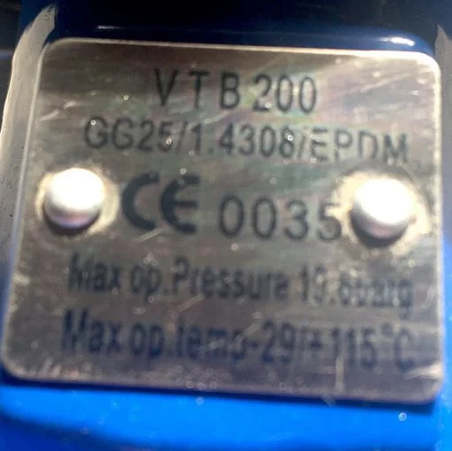 VTB200 GG25/1.4308/EPDM 30-0500-060-30 CF8 CAST IRON BUTTERFLY VALVE - Image 3