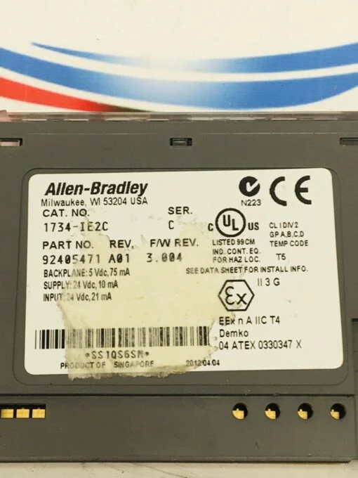 ALLEN BRADLEY 1734-IE2C SERIES C 3.004 F/W REV A01 2 CHANNEL INPUT MODULE - Image 3