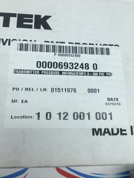 AMETEK 88F005A2MPC PRESSURE TRANSMITTER 0-300 PSI - Image 2
