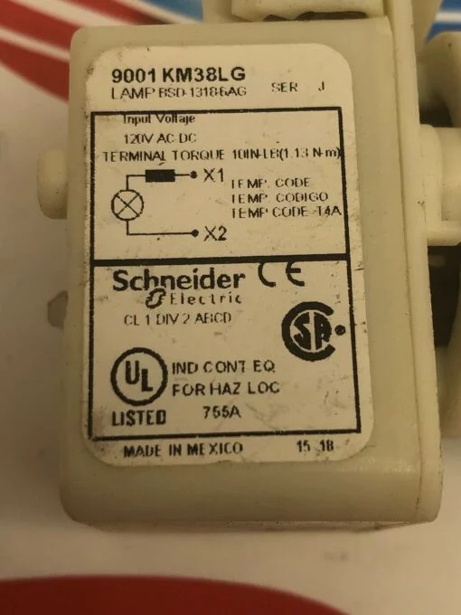 SCHNEIDER ELECTRIC 9001KM38LG 120V GREEN ILLUMINATED PILOT LAMP MODULE - Image 4