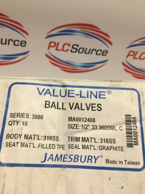 JAMESBURY MA0012408 1/2" 33 3600ML 316SS BALL VALVE - Image 2