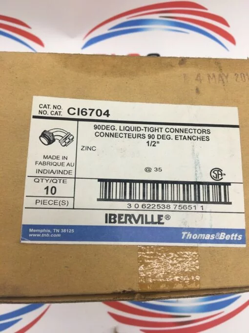 THOMAS BETTS CI6704 90º 1/2” NPT LIQUID TIGHT CONNECTORS  9-PACK - Image 5