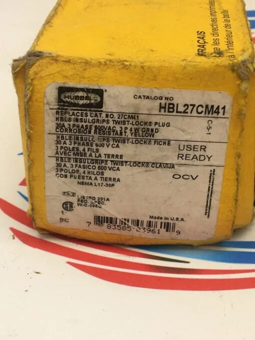 HUBBELL HBL27CM41 30A 600V CORROSION RESISTANT INSULGRIP TWIST-LOCK PLUG - Image 2