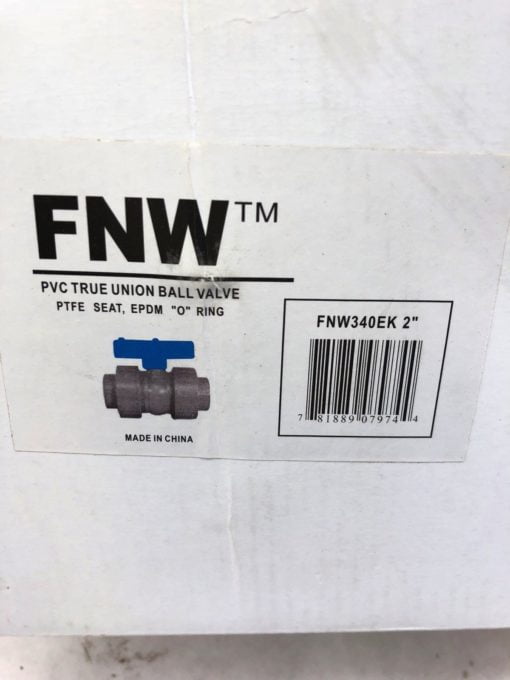 NEW IN BOX FNW FNW340EK TRUE UNION PTFE SEAT EPDM PVC 2″ NPT BALL VALVE (B426) 2