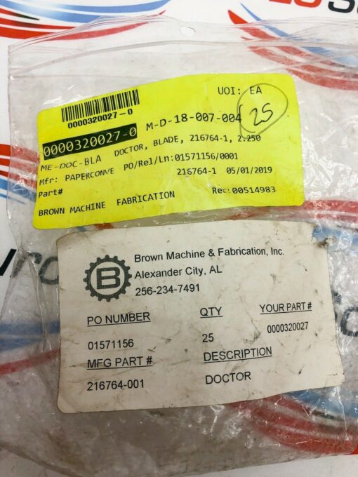 BROWN MACHINE PCMC 216764-001 ROUNDED DOCTOR BLADES 2.250” L   25-PCS - Image 3