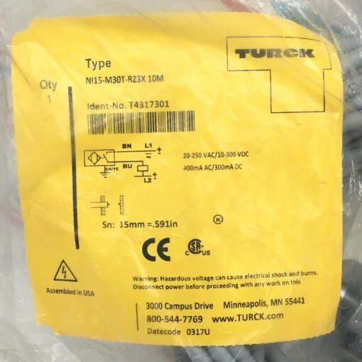 TURCK  NI15-M30T-RZ3X 10M Inductive Proximity Sensor T4317301 - Image 2
