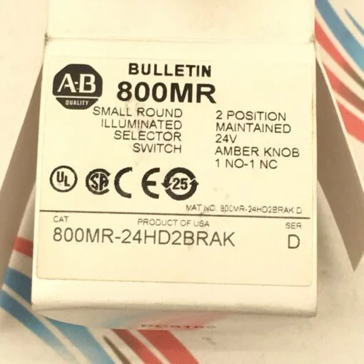 ALLEN BRADLEY 800MR-24HD2BRAK SERIES D AMBER SELECTOR SWITCH - Image 3