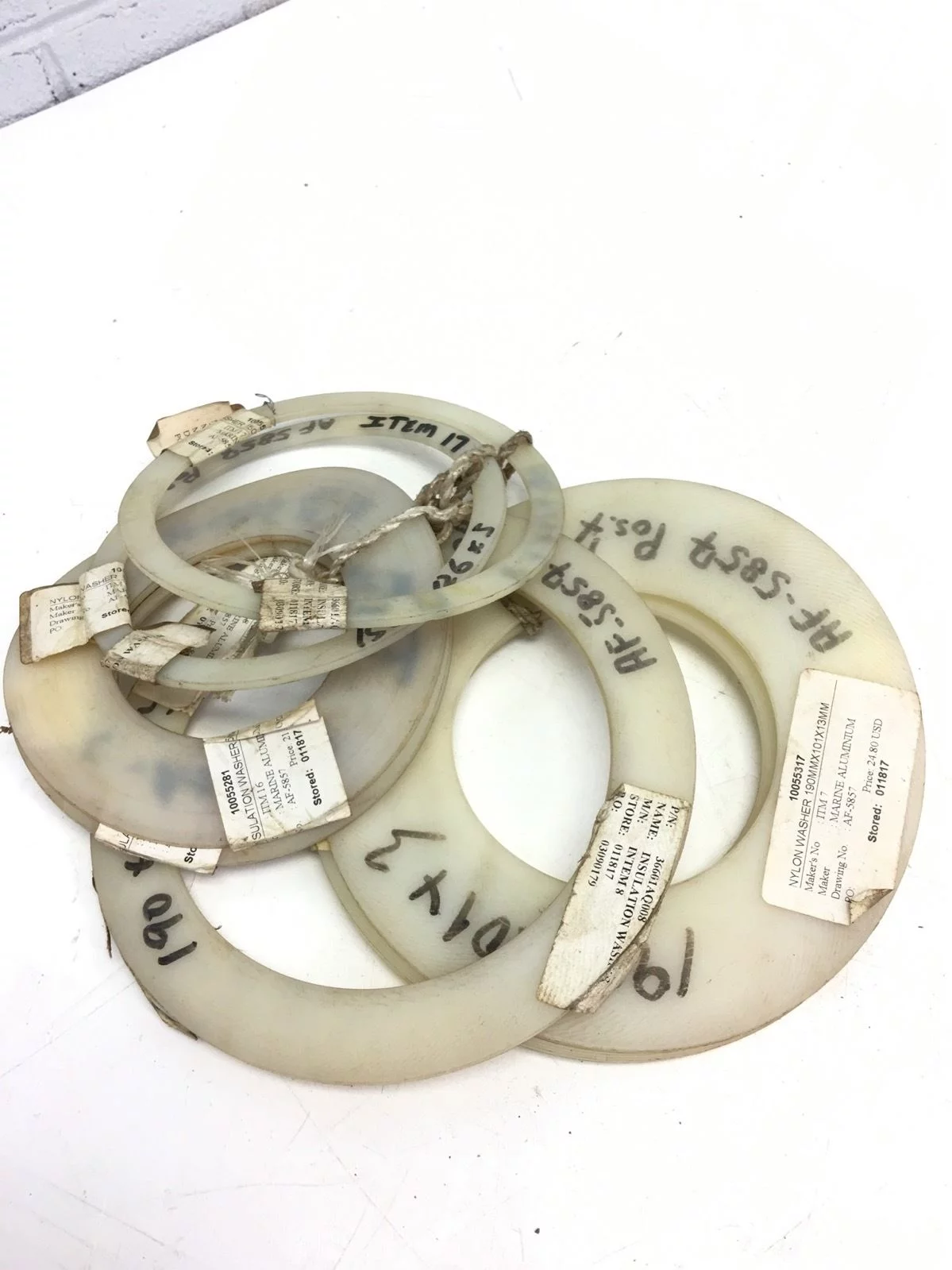 LOT OF 8 MARINE ALUMINIUM NYLON WASHERS, SIZES IN DESCRIPTION, FAST SHIP! B278 1