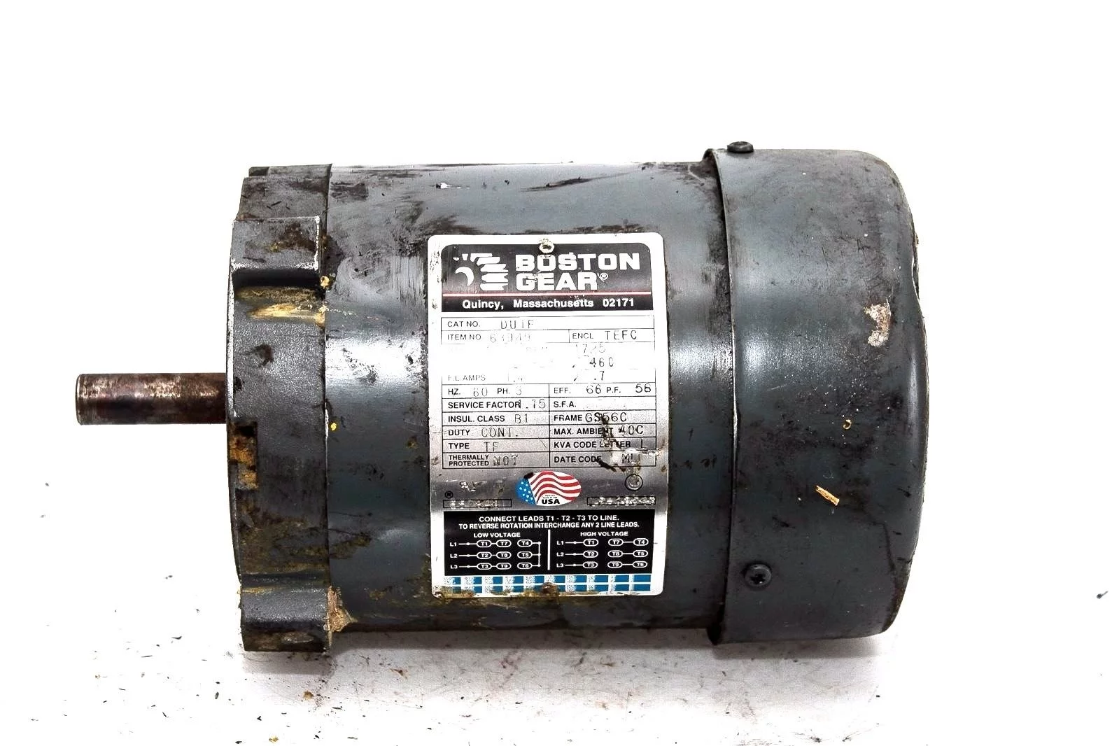 BOSTON GEAR 63949 DUTF 1/4HP 1725 RPM 208-230/460 1.4/