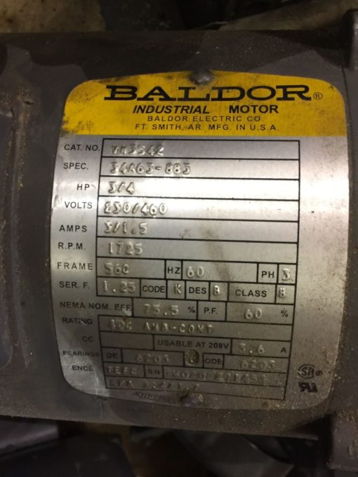 BALDOR RELIANCE VM3542 MOTOR .75 H