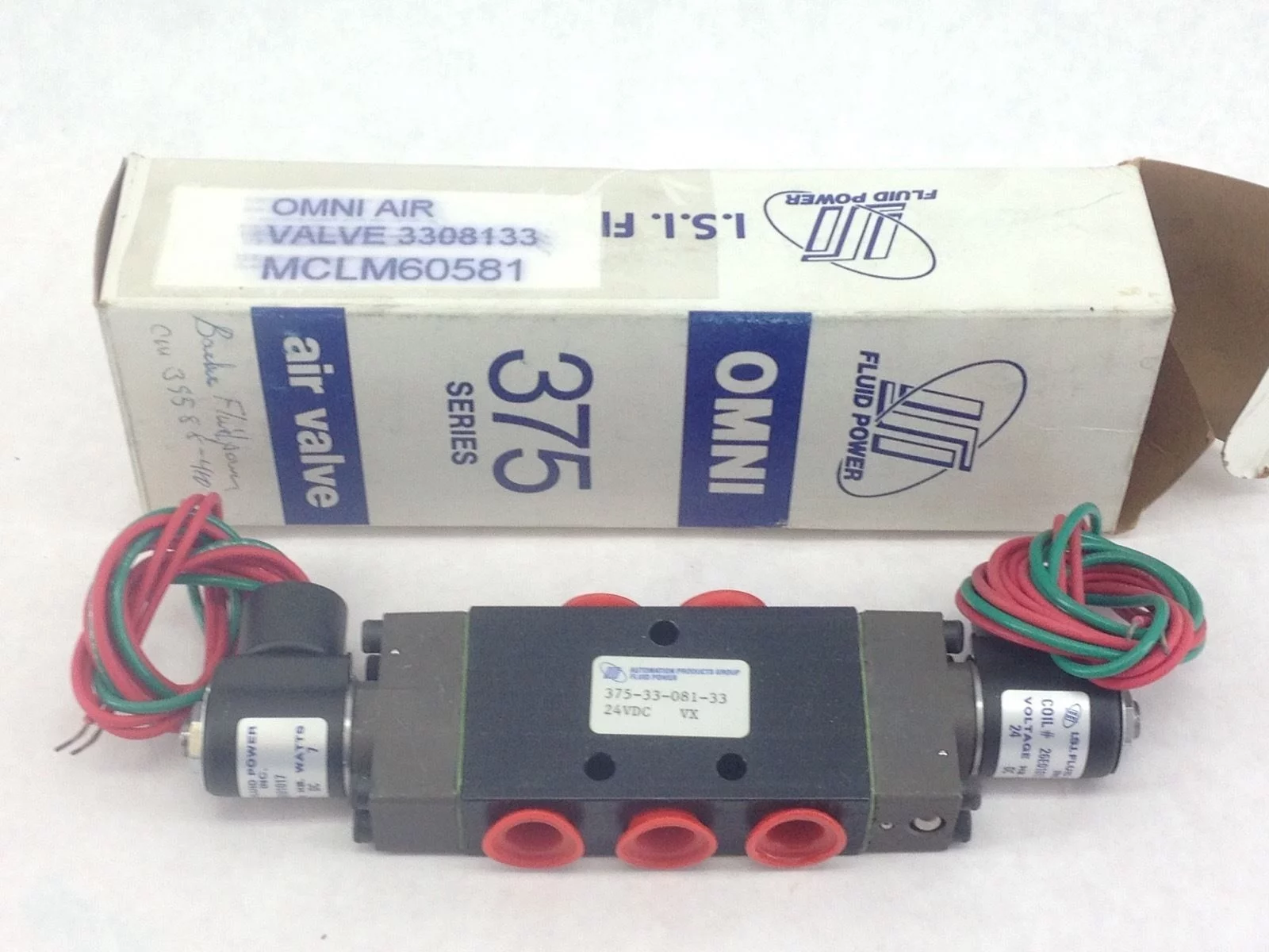 NIB!!! FLUID POWER 375-33-081-33 / 26E01017 OMNI AIR SOLENOID VALVE & COIL (B52) 1